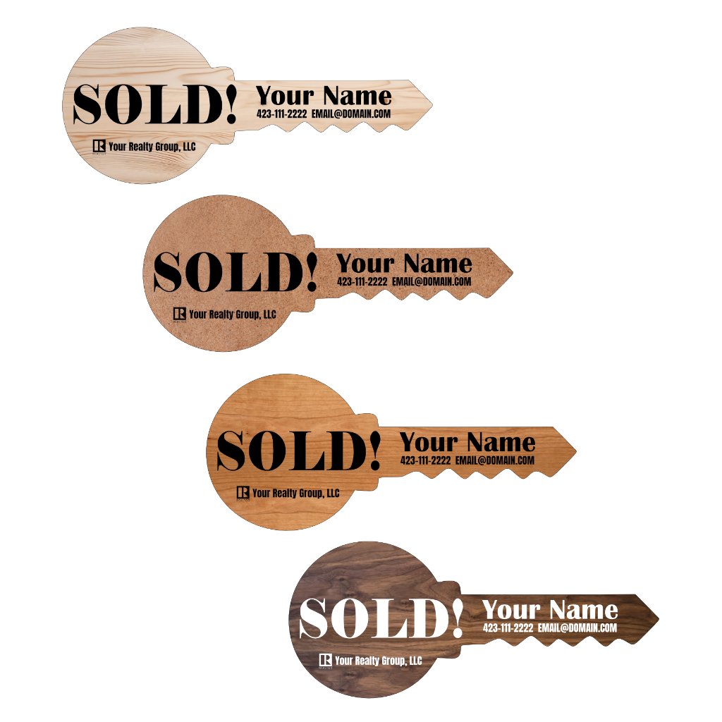 SOLD Key-Shaped Wooden Sign for Realtors