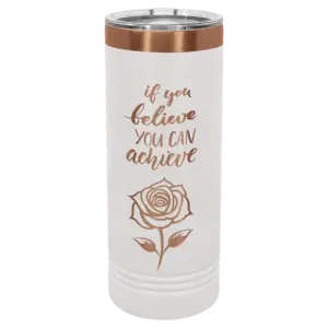 22 oz. White/Rose Gold ION-Plated Skinny Tumbler with Slider Lid